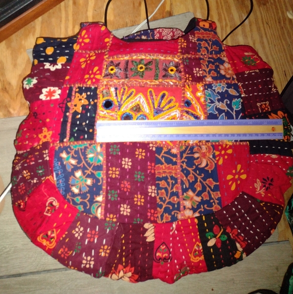 Made in India bag bohemian style patchwork open cargo design zip closure - Picture 2 of 8